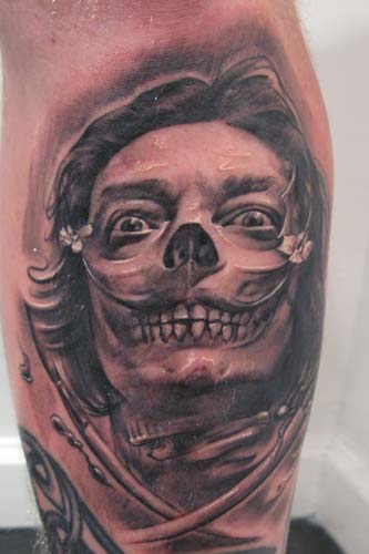 Tattoos - Severed Head tattoos - Salvador Dali skull and crossbones tattoo